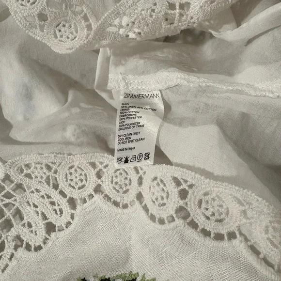 ZIMMERMANN Allia Lace Trimmed Embroidered Dress, Size 2 VGUC - Picture 7 of 13
